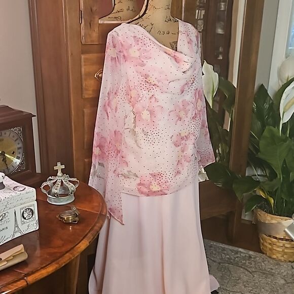 Onyx Nite Pastel Pink Floral bodice gown size 16 - Picture 5 of 14